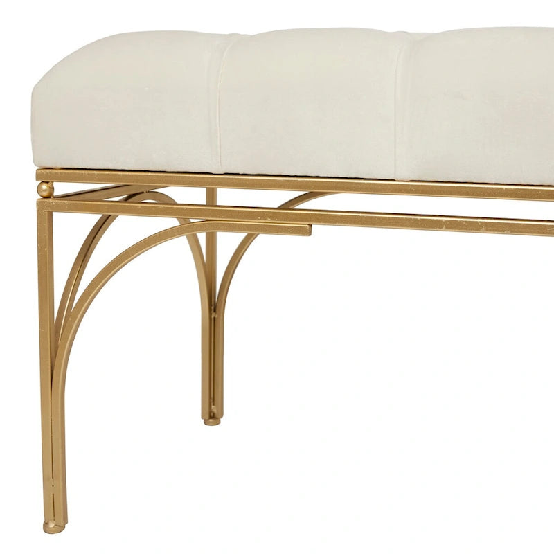 Banc en métal avec assise en velours - Gris, noir ou blanc - Roche River Decor
