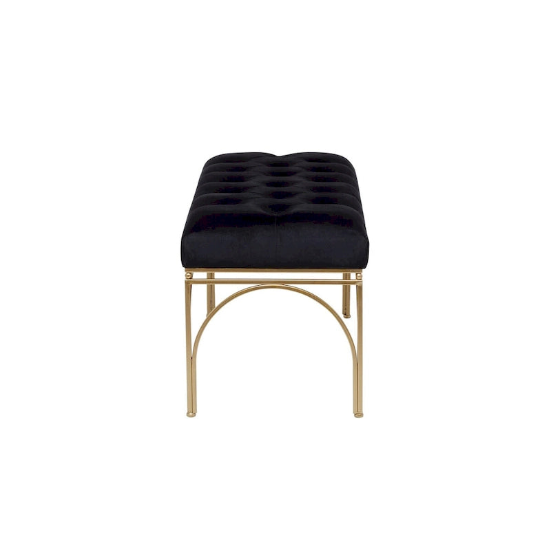 Banc en métal avec assise en velours - Gris, noir ou blanc - Roche River Decor