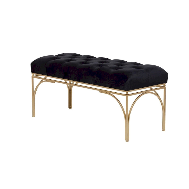 Banc en métal avec assise en velours - Gris, noir ou blanc - Roche River Decor