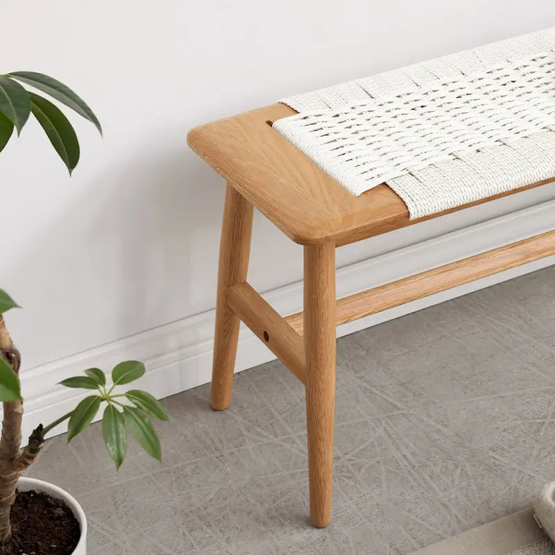Banc en bois de chêne naturel pour salon, chambre, salle de bain
