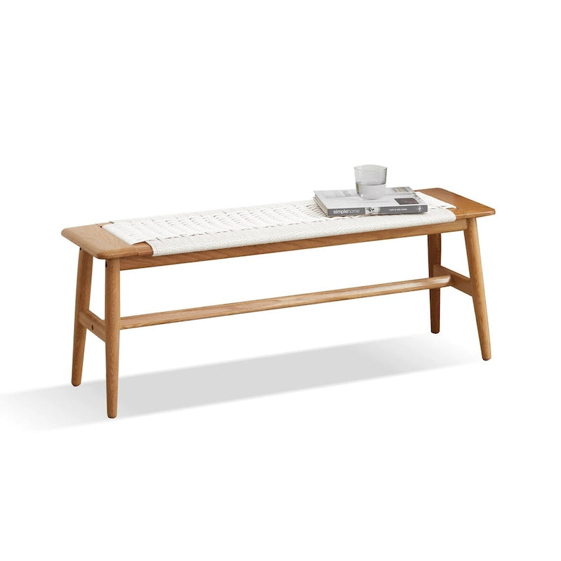 Banc en bois de chêne naturel pour salon, chambre, salle de bain