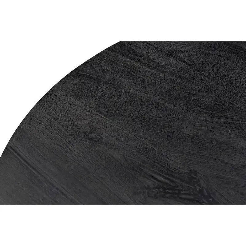 Table basse Timbergirl en bois de manguier noir avec base tambour dorée - 32