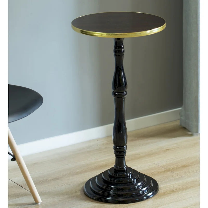 Table d'appoint ronde en bois, Table d'appoint piédestal pour salon - Meuble moderne, Support décoratif, Solution pour petit espace