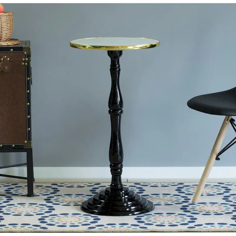 Table d'appoint ronde en bois, Table d'appoint piédestal pour salon - Meuble moderne, Support décoratif, Solution pour petit espace