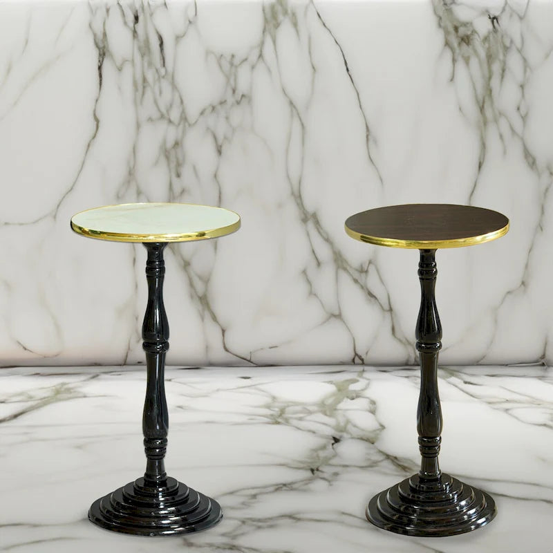 Table d'appoint ronde en bois, Table d'appoint piédestal pour salon - Meuble moderne, Support décoratif, Solution pour petit espace