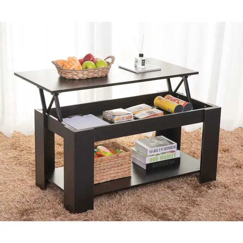 Table basse en bois moderne avec plateau relevable