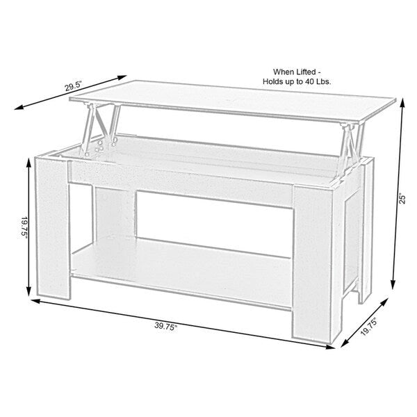 Table basse en bois moderne avec plateau relevable