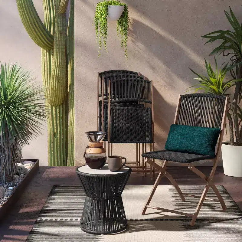 Chaise pliante de terrasse Purcell noire - Threshold