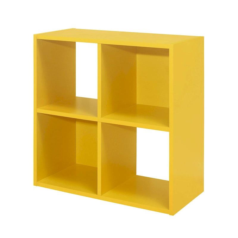 Étagère à livres pour enfants à 4 cubes, organisateur de rangement pour jouets pour enfants, jaune