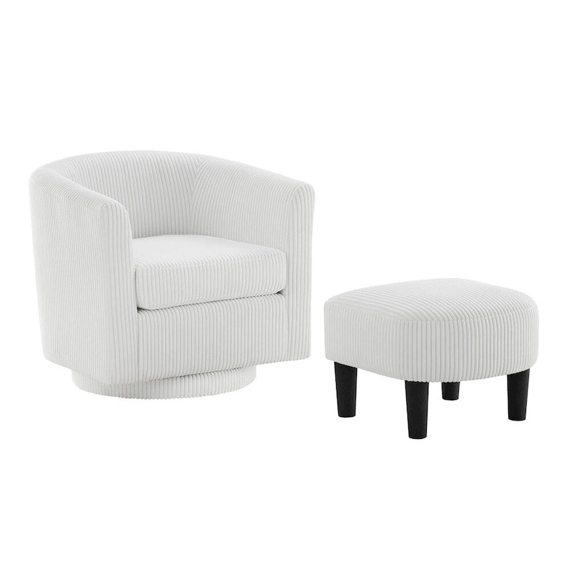 Fauteuil simple pivotant avec pouf