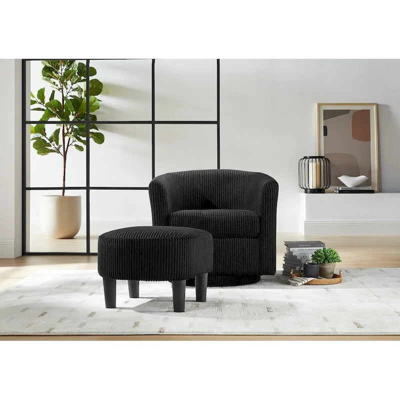 Fauteuil simple pivotant avec pouf