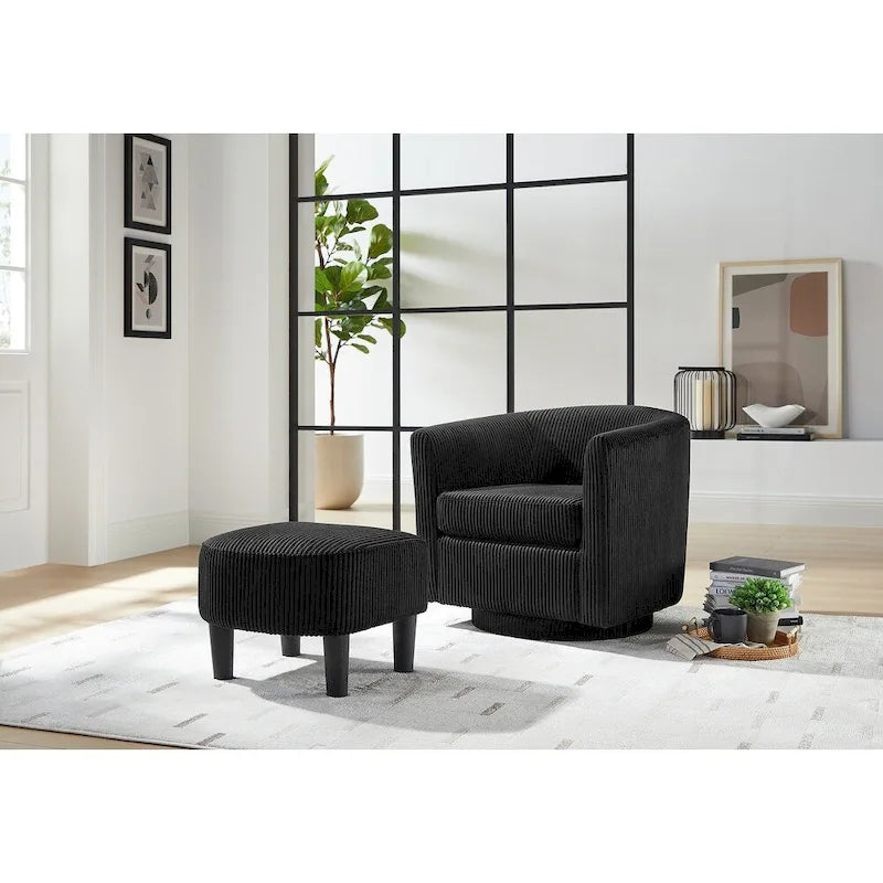Fauteuil simple pivotant avec pouf