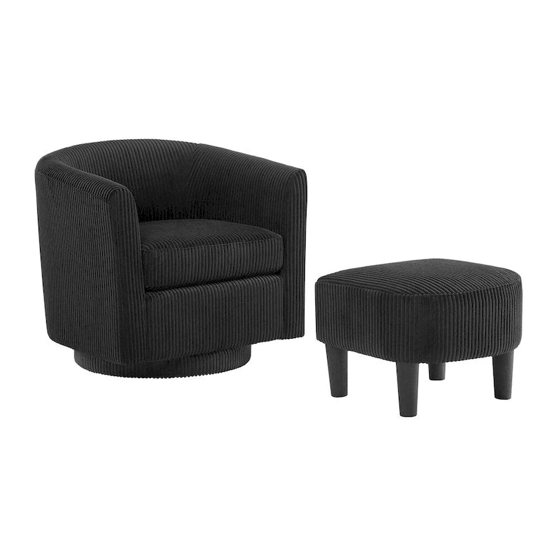 Fauteuil simple pivotant avec pouf