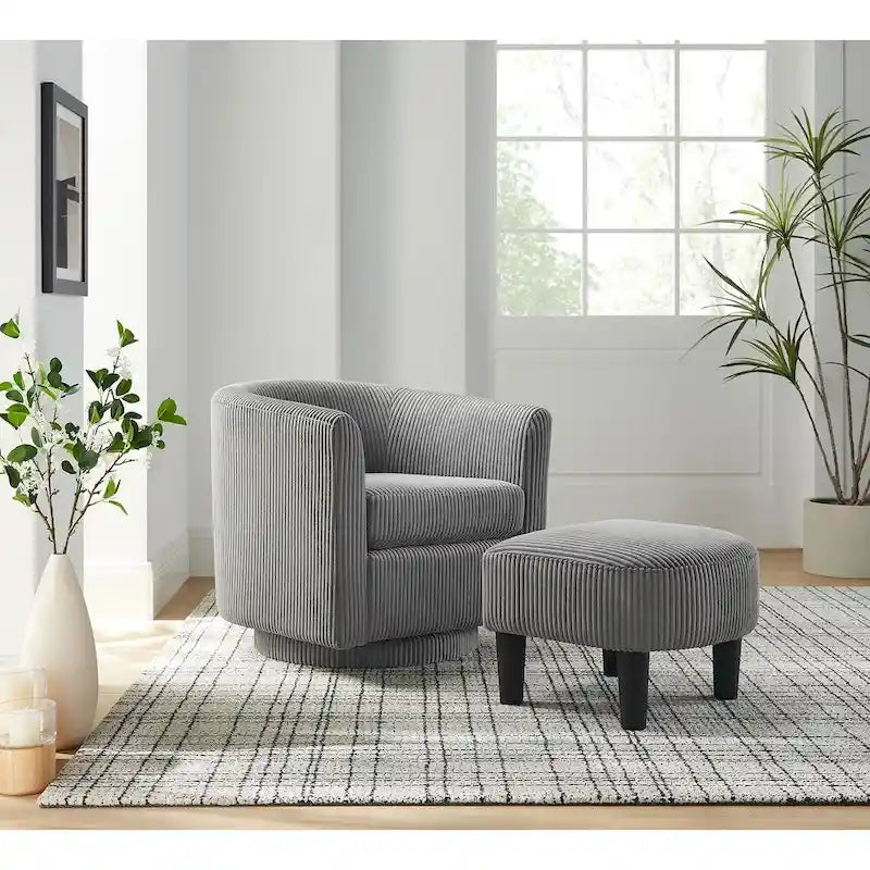Fauteuil simple pivotant avec pouf