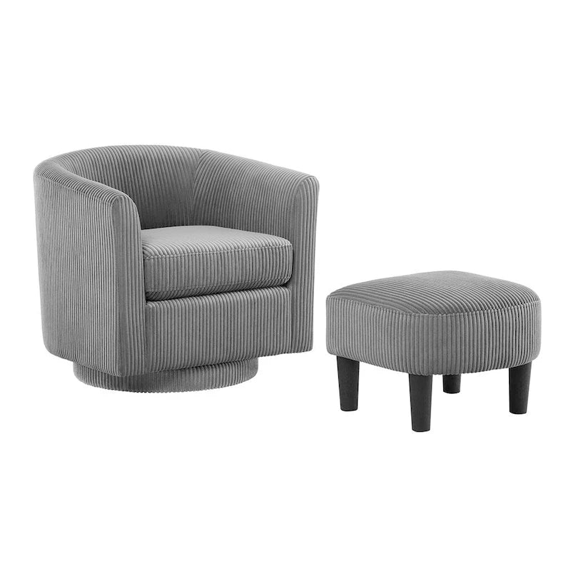Fauteuil simple pivotant avec pouf
