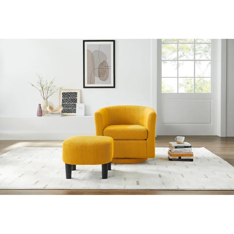 Fauteuil simple pivotant avec pouf