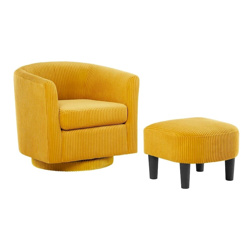 Fauteuil simple pivotant avec pouf