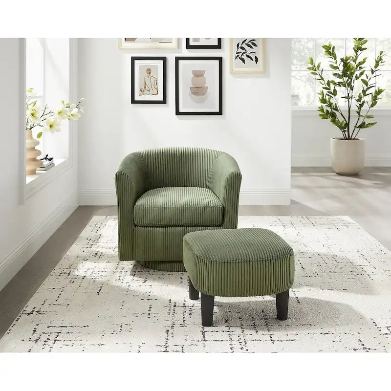 Fauteuil simple pivotant avec pouf