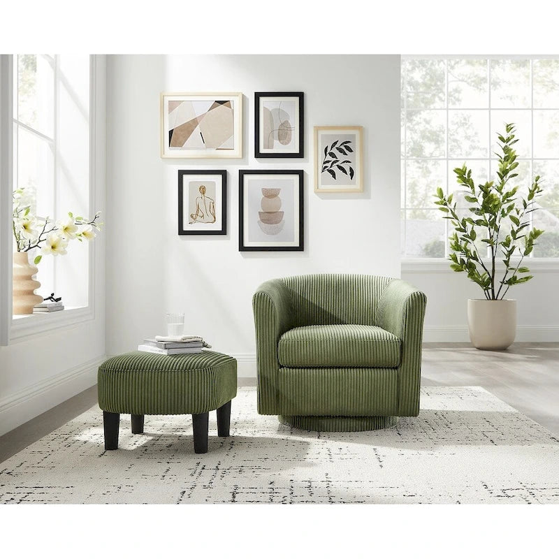 Fauteuil simple pivotant avec pouf