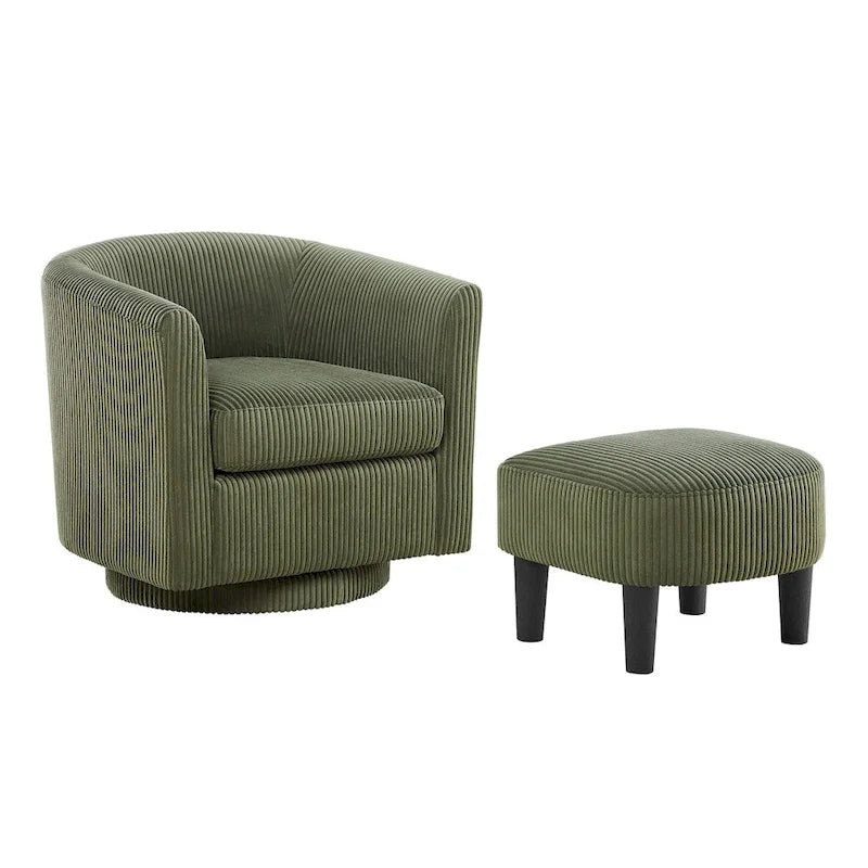 Fauteuil simple pivotant avec pouf
