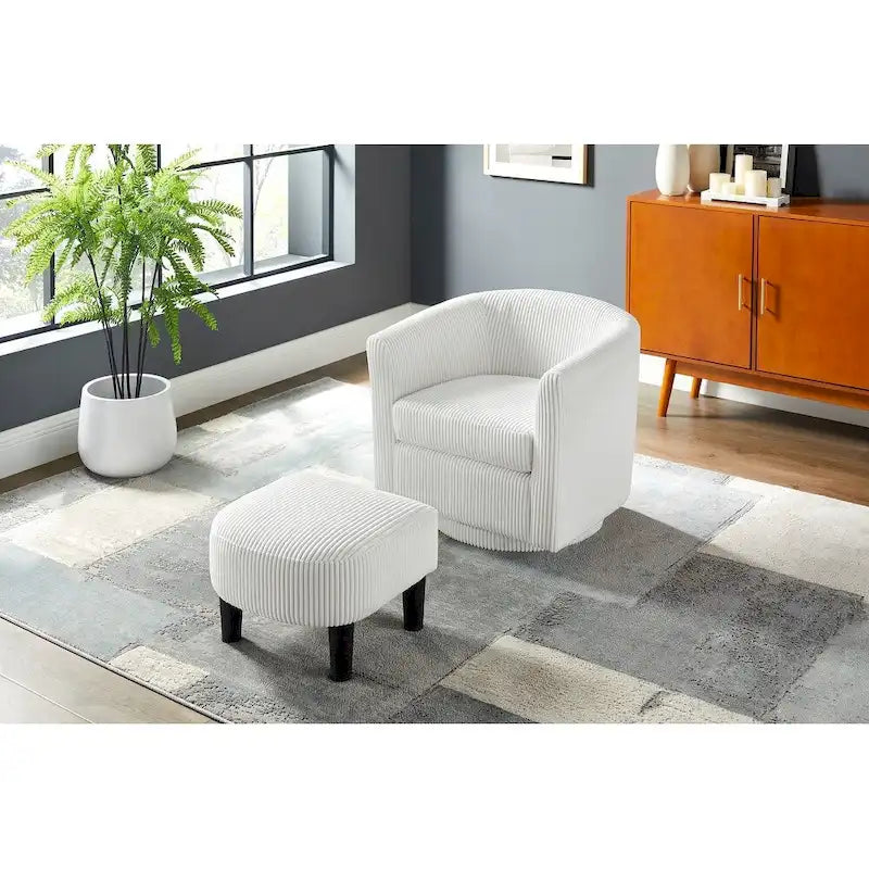 Fauteuil simple pivotant avec pouf