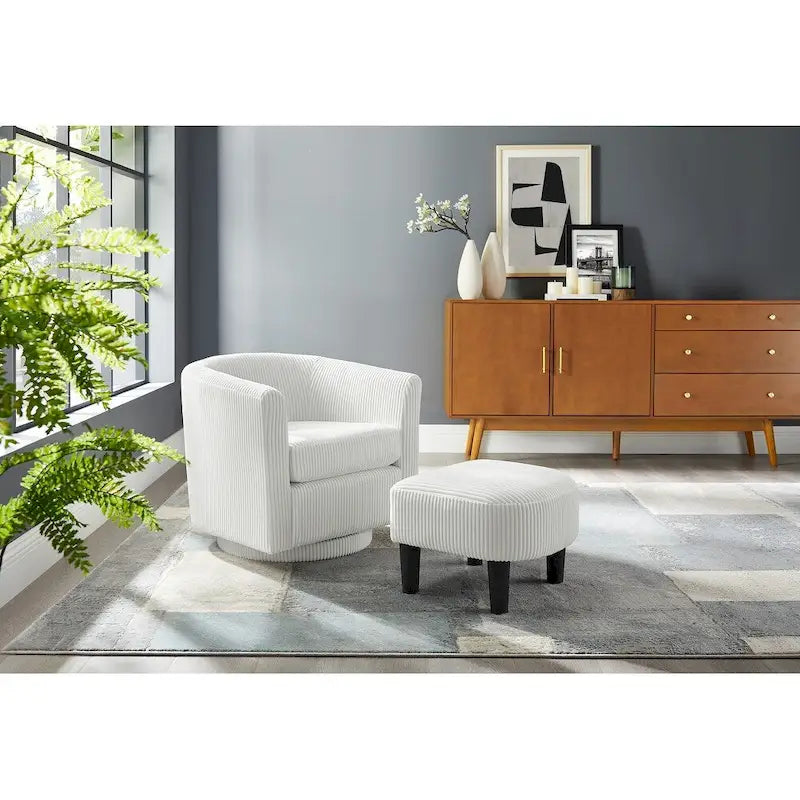 Fauteuil simple pivotant avec pouf