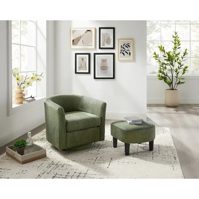 Fauteuil simple pivotant avec pouf