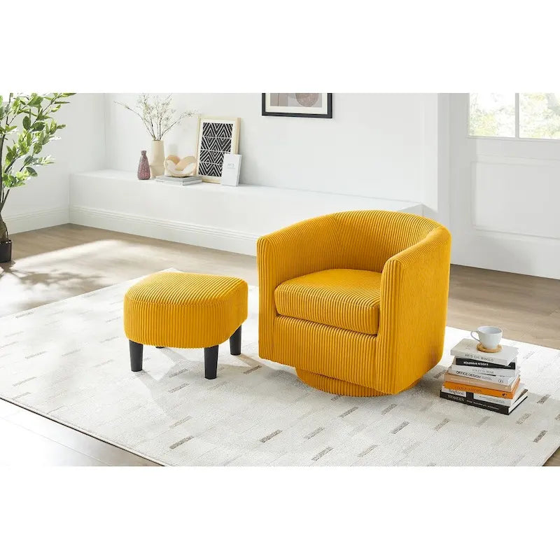 Fauteuil simple pivotant avec pouf