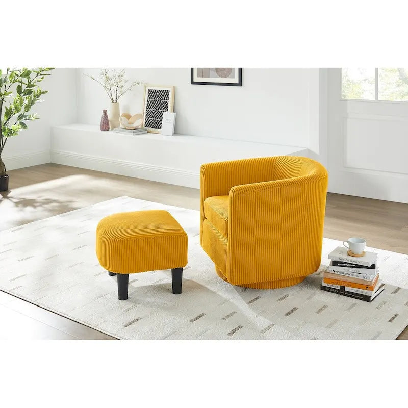 Fauteuil simple pivotant avec pouf
