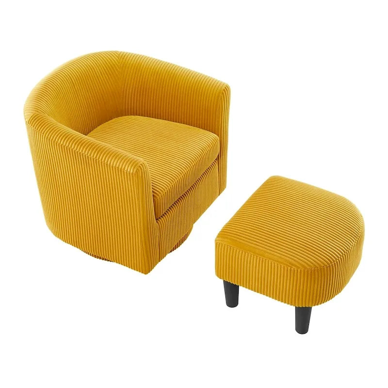 Fauteuil simple pivotant avec pouf