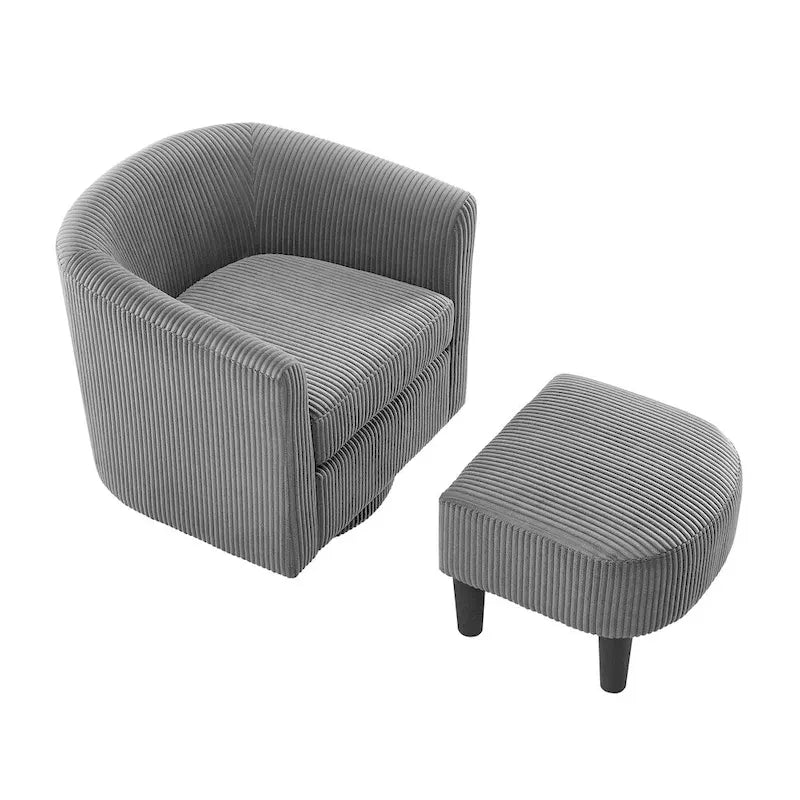 Fauteuil simple pivotant avec pouf