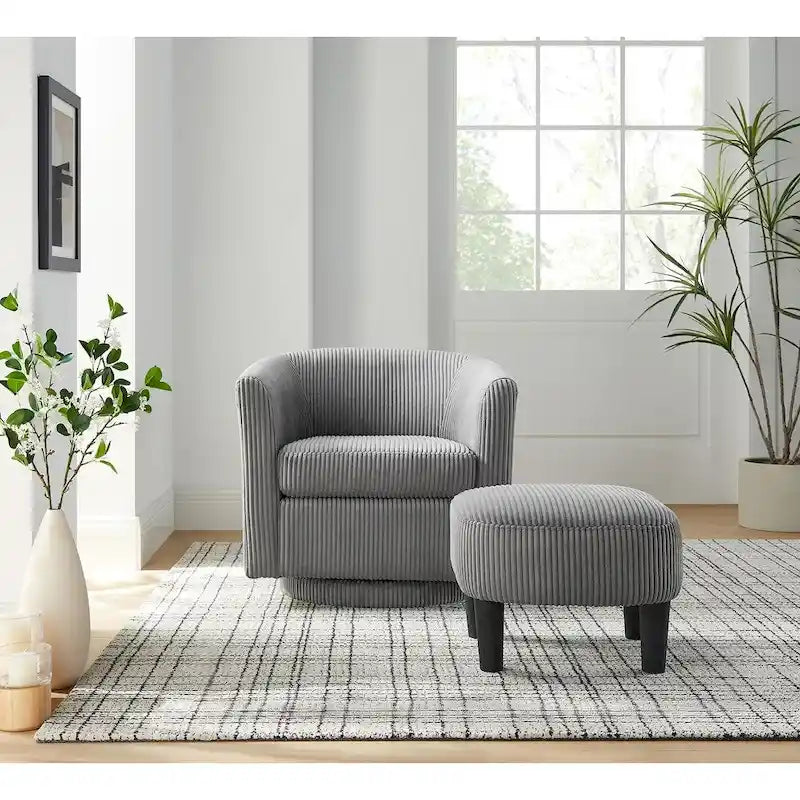 Fauteuil simple pivotant avec pouf
