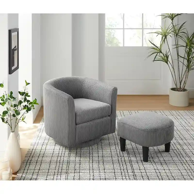 Fauteuil simple pivotant avec pouf