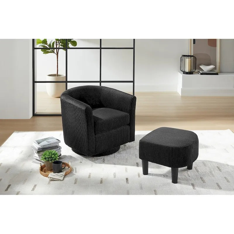 Fauteuil simple pivotant avec pouf