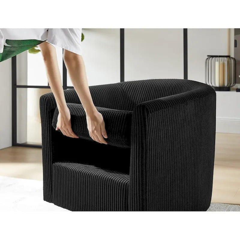 Fauteuil simple pivotant avec pouf