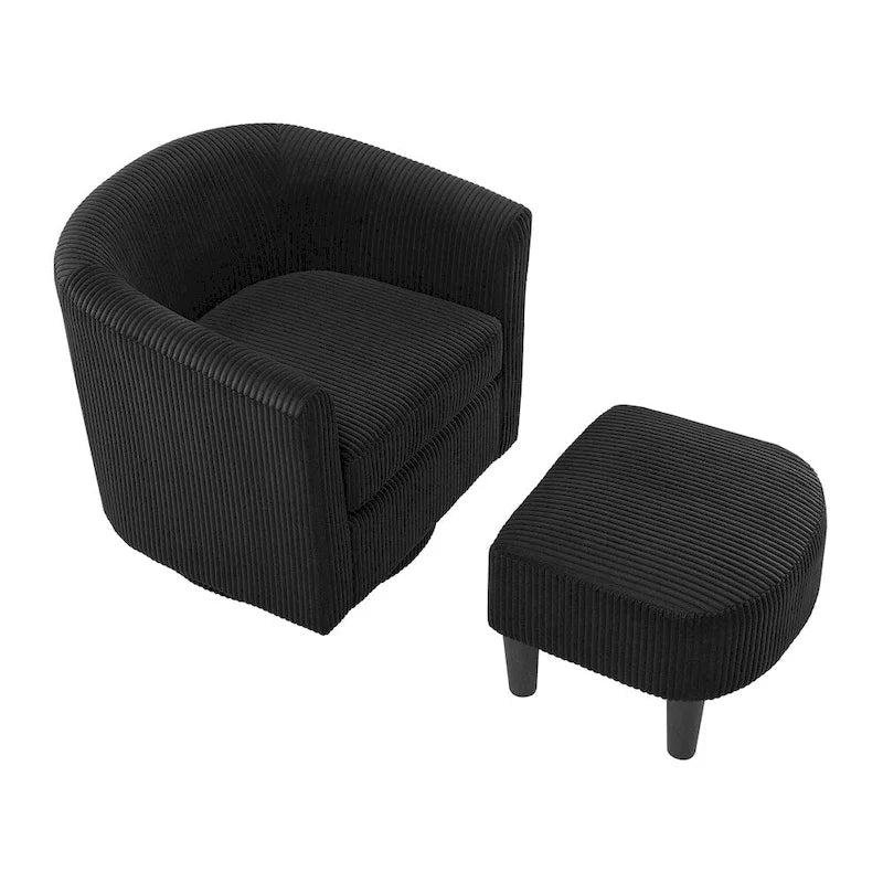 Fauteuil simple pivotant avec pouf