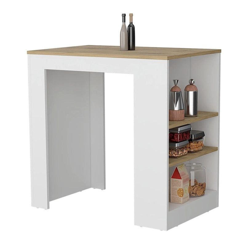 Îlot de cuisine avec étagères sur 3 côtés, Meuble de rangement de cuisine pour salle à manger