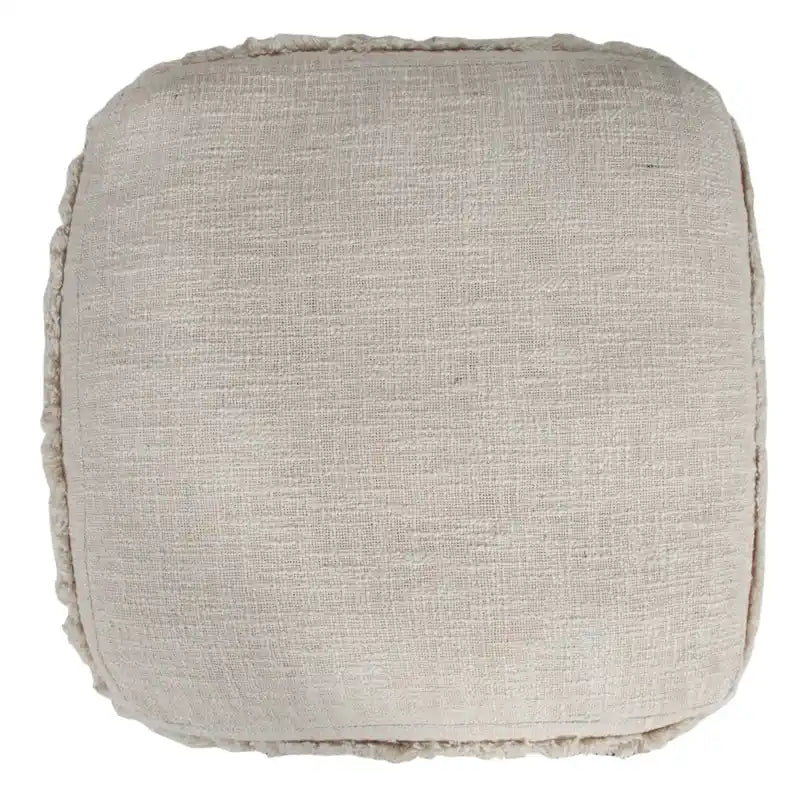 HomeRoots Pouf/ottoman cubique rayé en coton touffeté, crème, 18 po