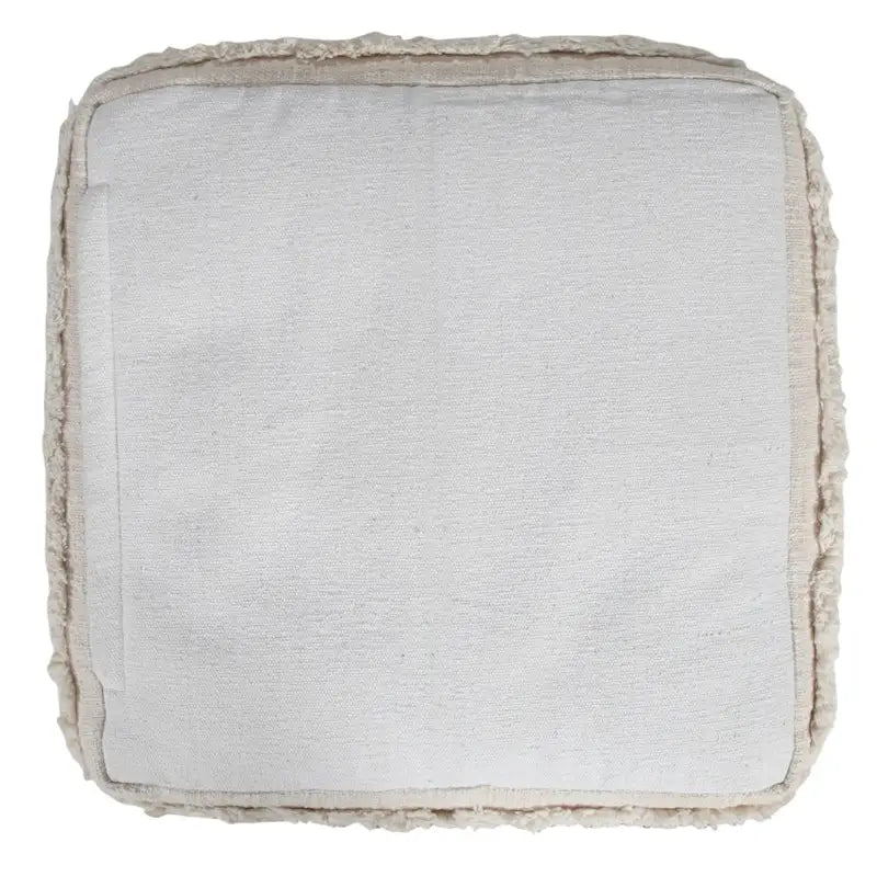 HomeRoots Pouf/ottoman cubique rayé en coton touffeté, crème, 18 po