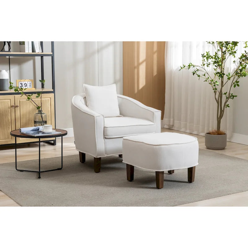 Fauteuil crapaud d'appoint capitonné du milieu du siècle avec pouf