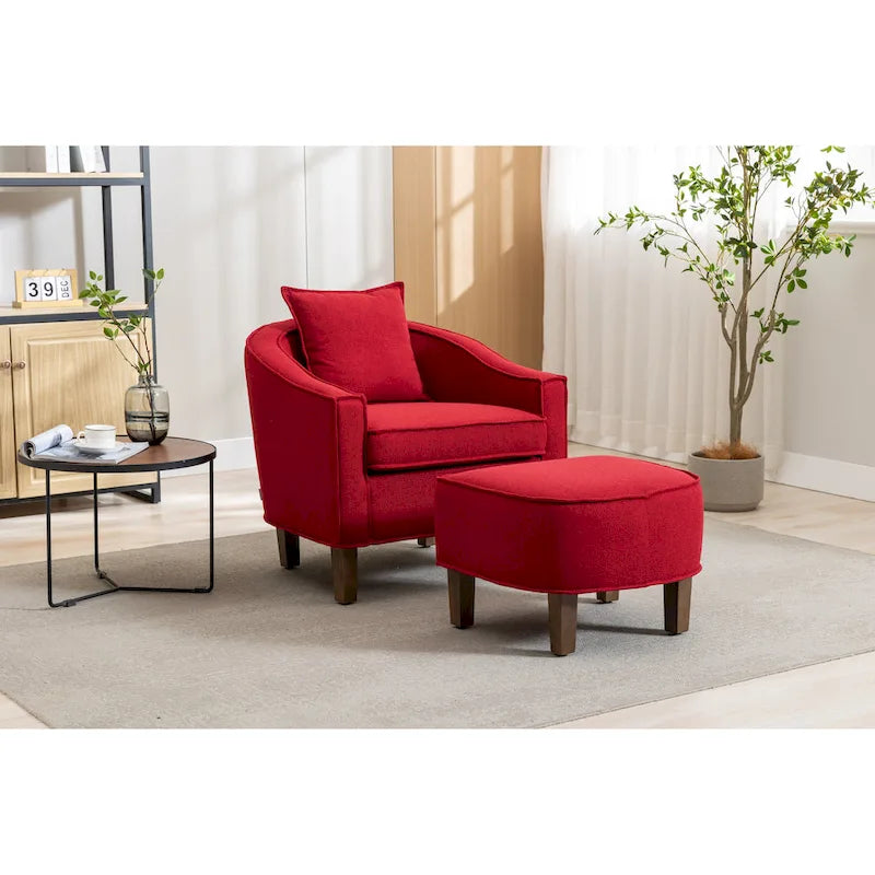 Fauteuil crapaud d'appoint capitonné du milieu du siècle avec pouf