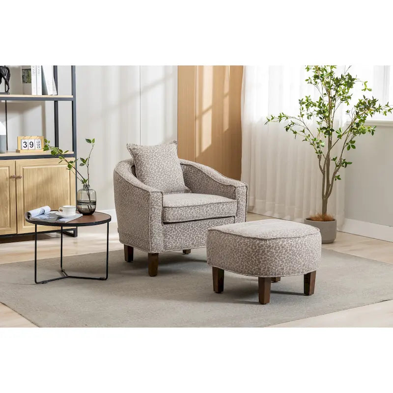 Fauteuil crapaud d'appoint capitonné du milieu du siècle avec pouf