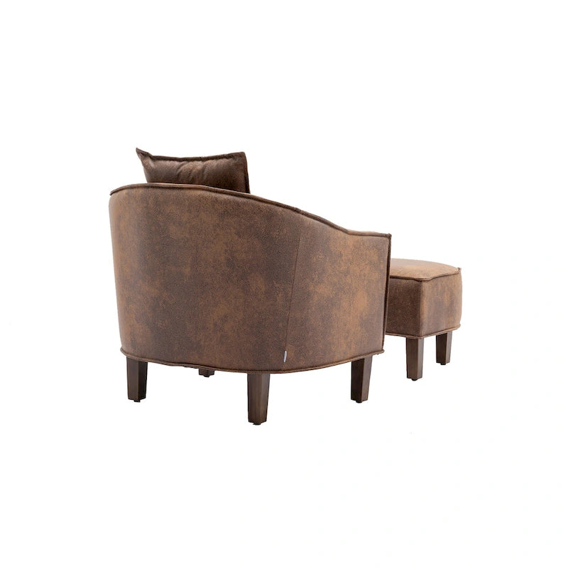 Fauteuil crapaud d'appoint capitonné du milieu du siècle avec pouf