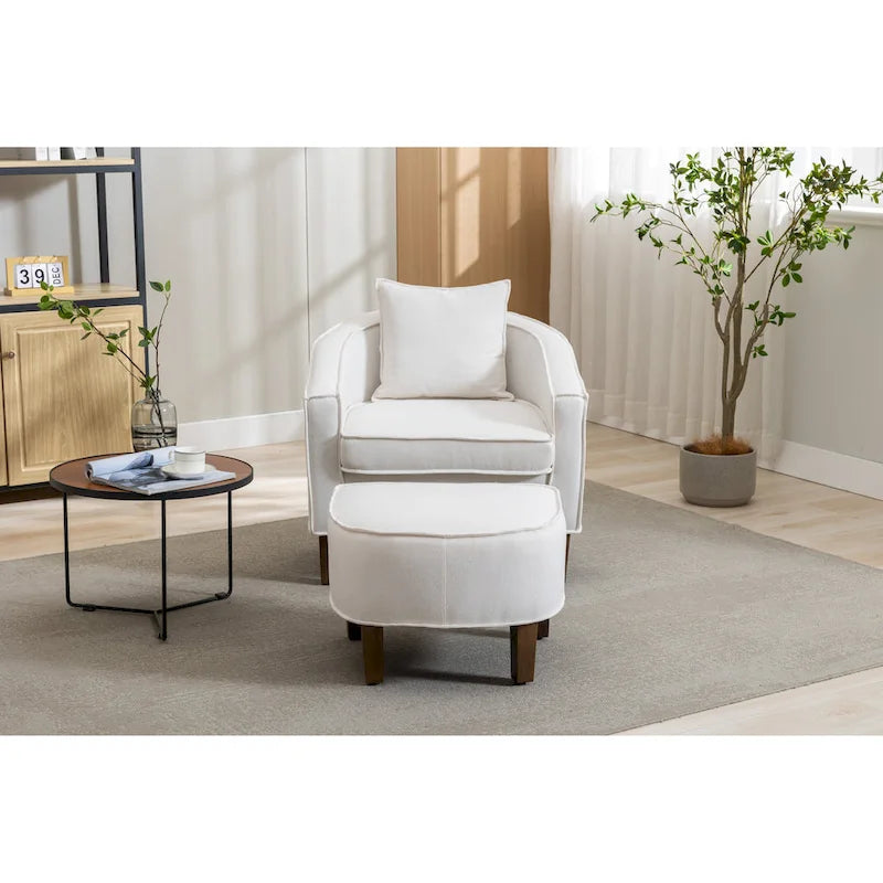 Fauteuil crapaud d'appoint capitonné du milieu du siècle avec pouf