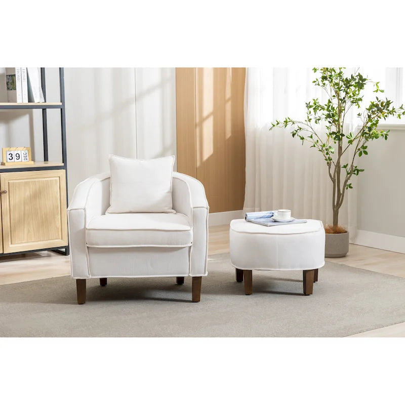 Fauteuil crapaud d'appoint capitonné du milieu du siècle avec pouf