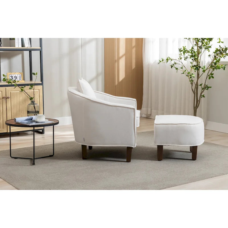 Fauteuil crapaud d'appoint capitonné du milieu du siècle avec pouf