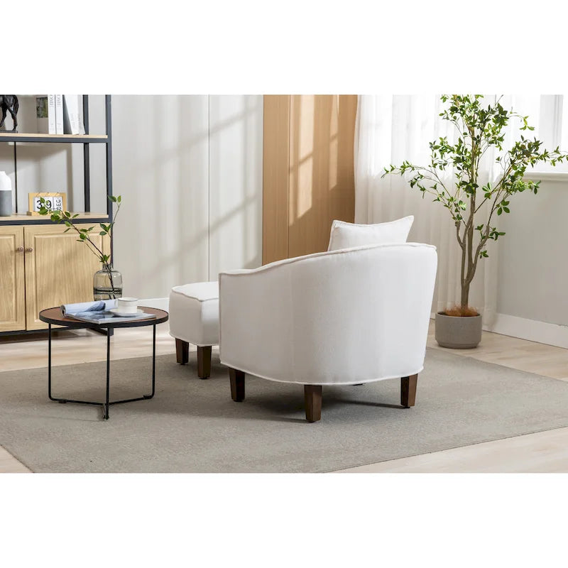 Fauteuil crapaud d'appoint capitonné du milieu du siècle avec pouf
