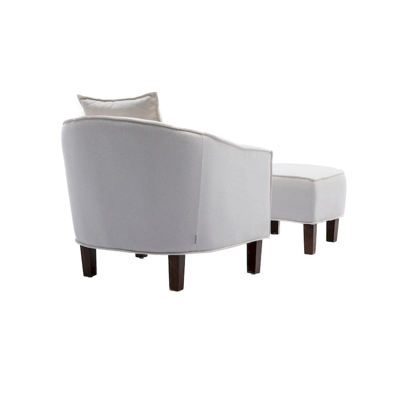 Fauteuil crapaud d'appoint capitonné du milieu du siècle avec pouf