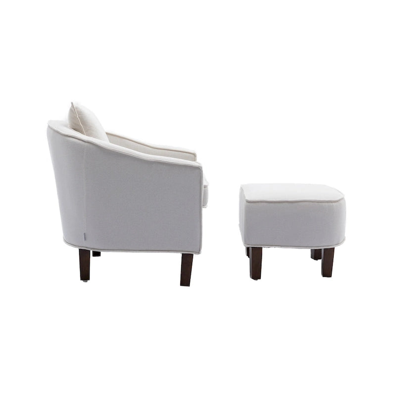 Fauteuil crapaud d'appoint capitonné du milieu du siècle avec pouf