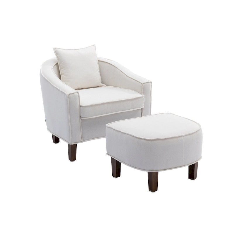 Fauteuil crapaud d'appoint capitonné du milieu du siècle avec pouf